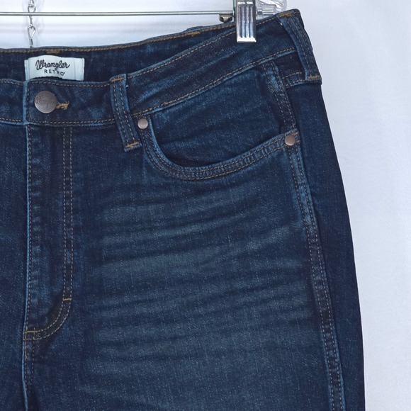 Wrangler Retro Bailey Flare Jeans Women 33x30 High Rise Trousers Big W Dark Wash - Picture 12 of 16